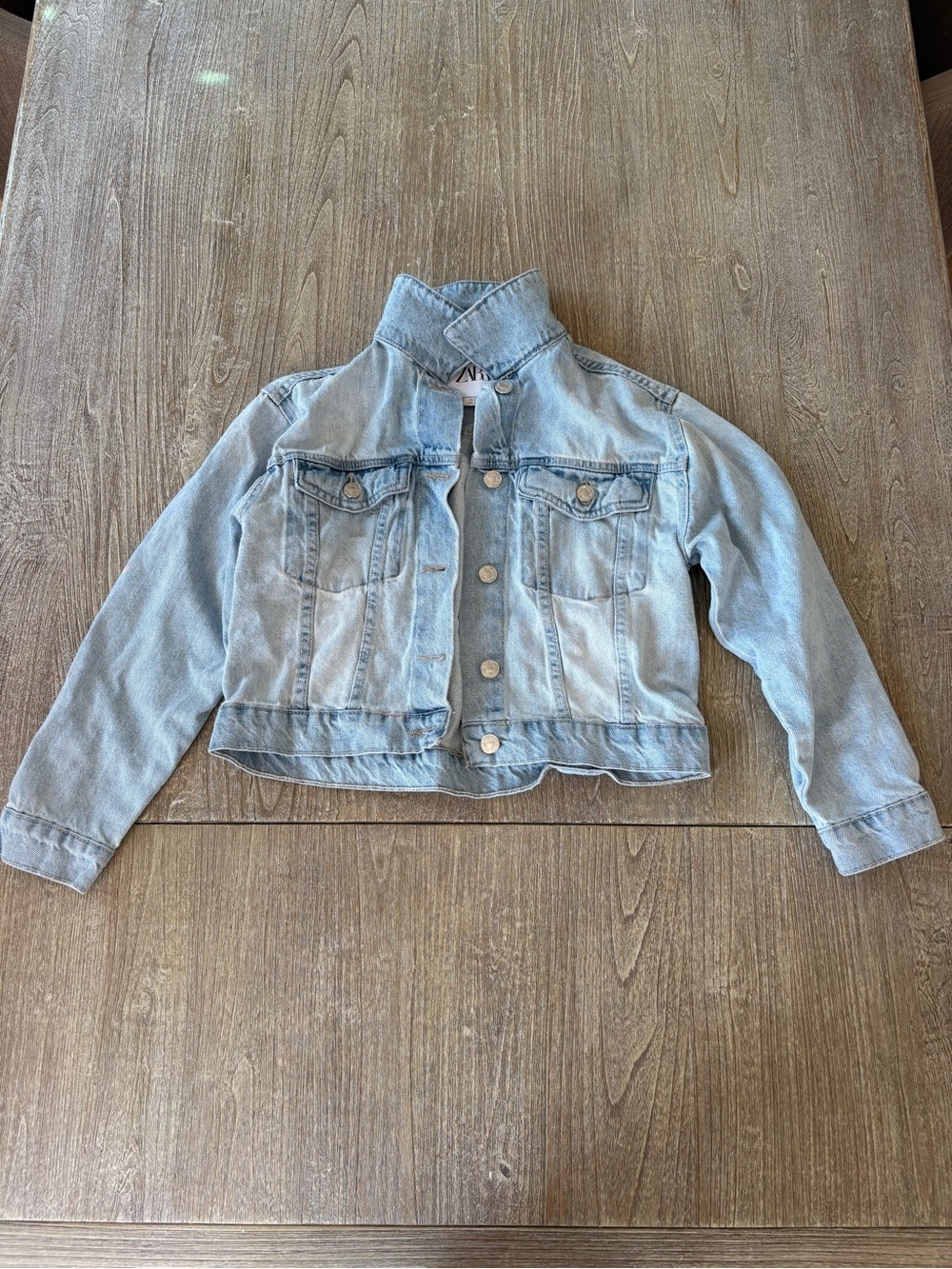 Zara Light Wash Denim Jacket for Kids - Blue